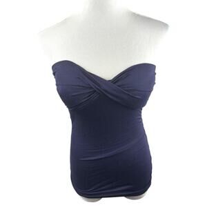 Y2K Tube Too Strapless Navy Top Junior Smal Zenana Outfitters Twist Top